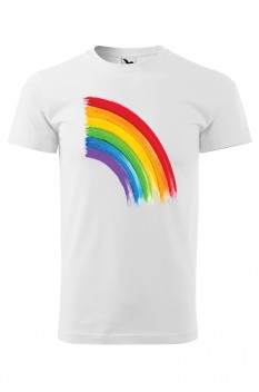 Tricou imprimat Rainbow, pentru barbati, alb, 100% bumbac