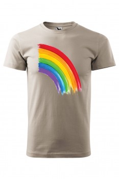 Tricou imprimat Rainbow, pentru barbati, gri ice, 100% bumbac