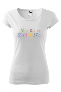Tricou imprimat You Are My Sunshine, pentru femei, alb, 100% bumbac