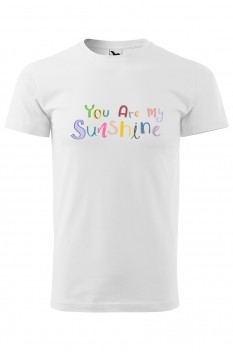 Tricou imprimat You Are My Sunshine, pentru barbati, alb, 100% bumbac