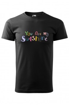 Tricou imprimat You Are My Sunshine, pentru barbati, negru, 100% bumbac