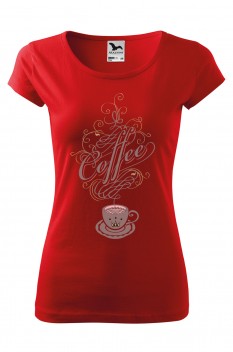 Tricou imprimat Coffee Crown, pentru femei, rosu, 100% bumbac