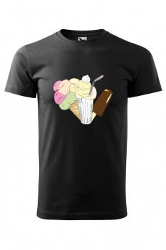 Tricou imprimat Ice Cream Flavours, pentru barbati, negru, 100% bumbac