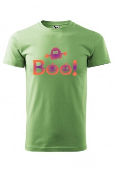 Tricou imprimat Boo, pentru barbati, verde iarba, 100% bumbac