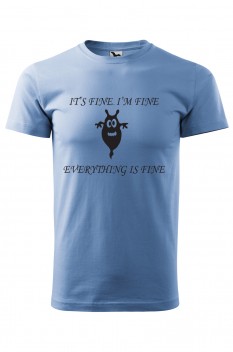 Tricou imprimat It's Fine, pentru barbati, albastru deschis, 100% bumbac