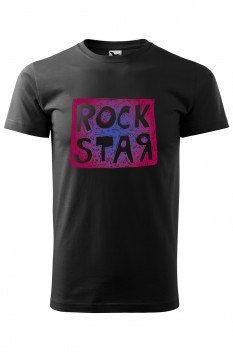 Tricou imprimat Rock Star, pentru barbati, negru, 100% bumbac