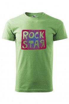 Tricou imprimat Rock Star, pentru barbati, verde iarba, 100% bumbac