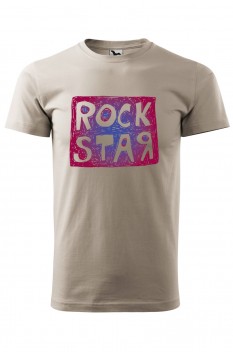 Tricou imprimat Rock Star, pentru barbati, gri ice, 100% bumbac