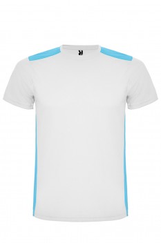 Tricou copii, poliester 100%, Roly Detroit, White/Turquoise