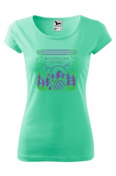 Tricou imprimat Adventure Fund, pentru femei, verde menta, 100% bumbac