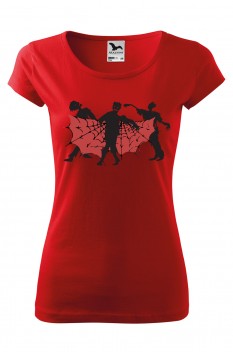 Tricou imprimat Cobweb Zombies, pentru femei, rosu, 100% bumbac