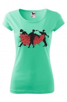 Tricou imprimat Cobweb Zombies, pentru femei, verde menta, 100% bumbac