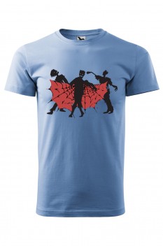 Tricou imprimat Cobweb Zombies, pentru barbati, albastru deschis, 100% bumbac