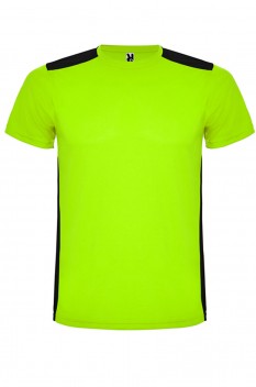 Tricou copii, poliester 100%, Roly Detroit, Punch Lime/Black
