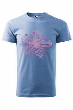 Tricou imprimat Flower Stack, pentru barbati, albastru deschis, 100% bumbac