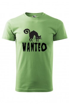 Tricou imprimat Wanted, pentru barbati, verde iarba, 100% bumbac