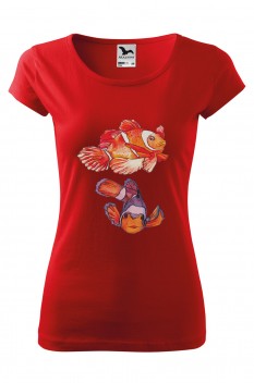 Tricou imprimat Marine Fish, pentru femei, rosu, 100% bumbac