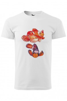 Tricou imprimat Marine Fish, pentru barbati, alb, 100% bumbac