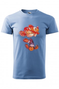 Tricou imprimat Marine Fish, pentru barbati, albastru deschis, 100% bumbac