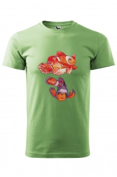 Tricou imprimat Marine Fish, pentru barbati, verde iarba, 100% bumbac