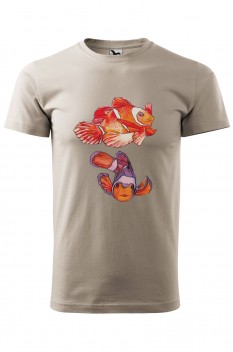 Tricou imprimat Marine Fish, pentru barbati, gri ice, 100% bumbac