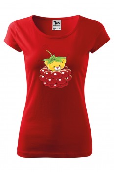 Tricou imprimat Lion Berry, pentru femei, rosu, 100% bumbac