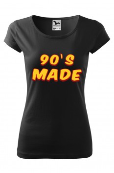 Tricou imprimat 90's Made, pentru femei, negru, 100% bumbac
