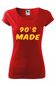 Tricou imprimat 90's Made, pentru femei, rosu, 100% bumbac
