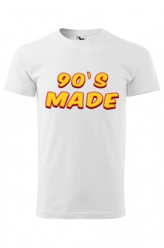 Tricou imprimat 90's Made, pentru barbati, alb, 100% bumbac