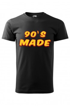 Tricou imprimat 90's Made, pentru barbati, negru, 100% bumbac