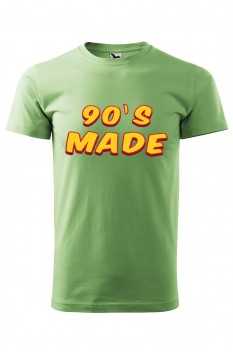 Tricou imprimat 90's Made, pentru barbati, verde iarba, 100% bumbac