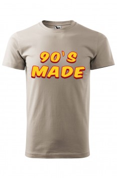 Tricou imprimat 90's Made, pentru barbati, gri ice, 100% bumbac