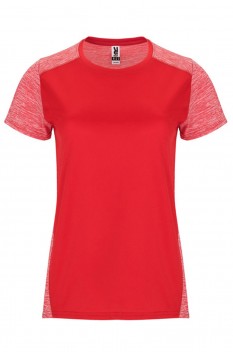 Tricou femei, poliester 100%, Roly Zolder, Red/Heather Red