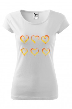 Tricou imprimat Heart Shaped, pentru femei, alb, 100% bumbac