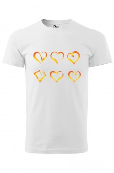 Tricou imprimat Heart Shaped, pentru barbati, alb, 100% bumbac