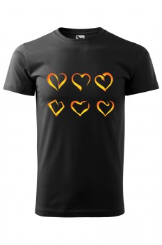 Tricou imprimat Heart Shaped, pentru barbati, negru, 100% bumbac