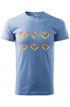 Tricou imprimat Heart Shaped, pentru barbati, albastru deschis, 100% bumbac