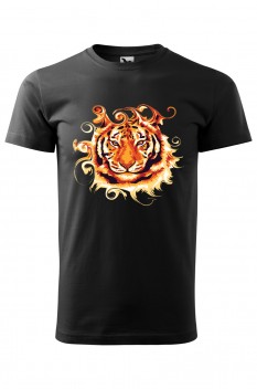 Tricou imprimat Tiger's Gaze, pentru barbati, negru, 100% bumbac