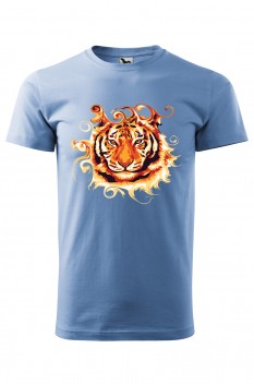 Tricou imprimat Tiger's Gaze, pentru barbati, albastru deschis, 100% bumbac