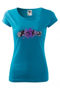 Tricou imprimat Xoxo, pentru femei, turcoaz, 100% bumbac