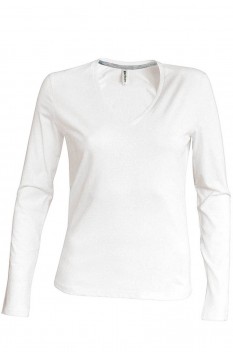 Tricou cu maneca lunga pentru femei, bumbac 100%, Kariban KA382, white