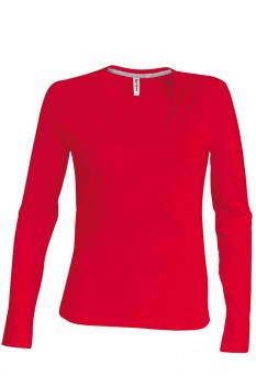 Tricou cu maneca lunga pentru femei, bumbac 100%, Kariban KA382, red