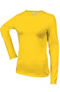 Tricou cu maneca lunga pentru femei, bumbac 100%, Kariban KA383, yellow