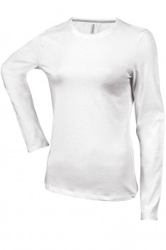 Tricou cu maneca lunga pentru femei, bumbac 100%, Kariban KA383, white