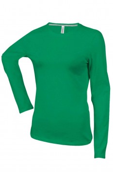 Tricou cu maneca lunga pentru femei, bumbac 100%, Kariban KA383, kelly green