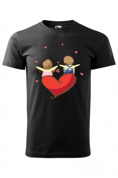 Tricou imprimat Fairy Hearts, pentru barbati, negru, 100% bumbac