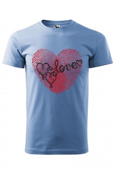 Tricou imprimat Love, pentru barbati, albastru deschis, 100% bumbac