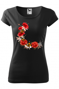 Tricou personalizat Beautiful Roses, pentru femei, negru, 100% bumbac