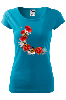 Tricou personalizat Beautiful Roses, pentru femei, turcoaz, 100% bumbac