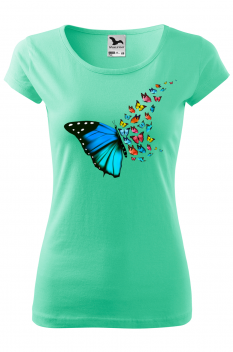 Tricou personalizat Butterfly Art, pentru femei, verde menta, 100% bumbac